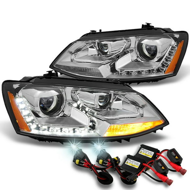 For 11-18 VW Jetta Crystal Clear Replacement Headlight Lamp LED DRL Left+Right